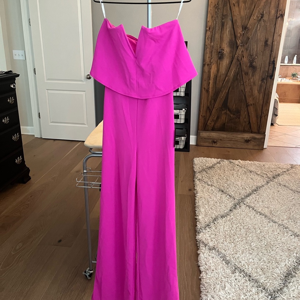 Lulu's Fuchsia Strapless Jumpsuit